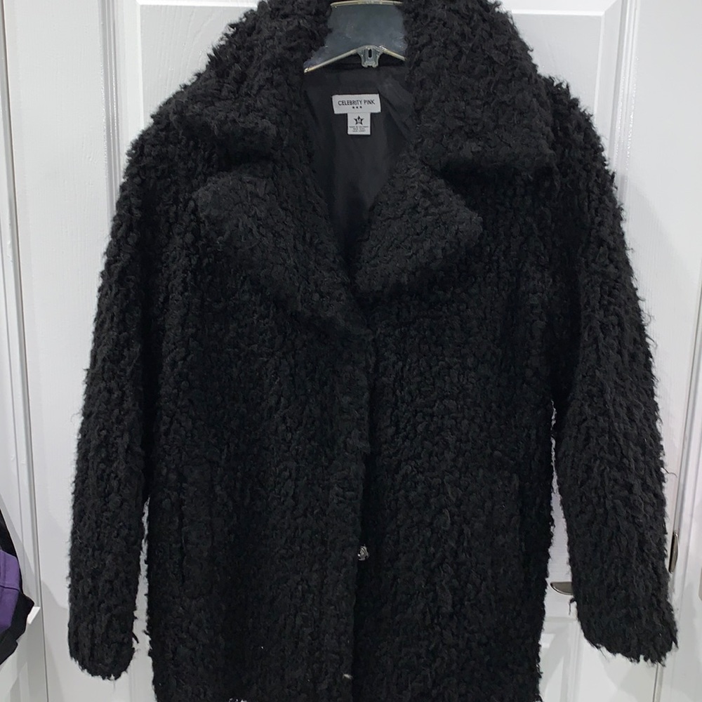 Oversized faux shearling coat by Celebrity Pink